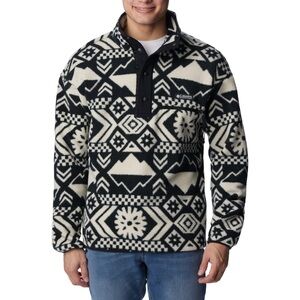 Columbia Men's Helvetia Half Snap Fleece, Black Checkered Peaks Tonal, XX-Small